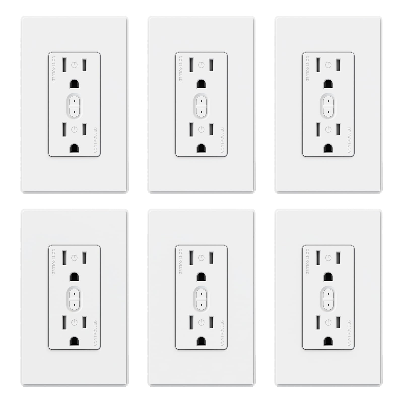 ELEGRP Smart in-Wall Outlet, 2.4GHz Wi-Fi Smart Receptacle Compatible with Alexa and Google Assistant, Tamper Resistant, 2 Individually Controlled