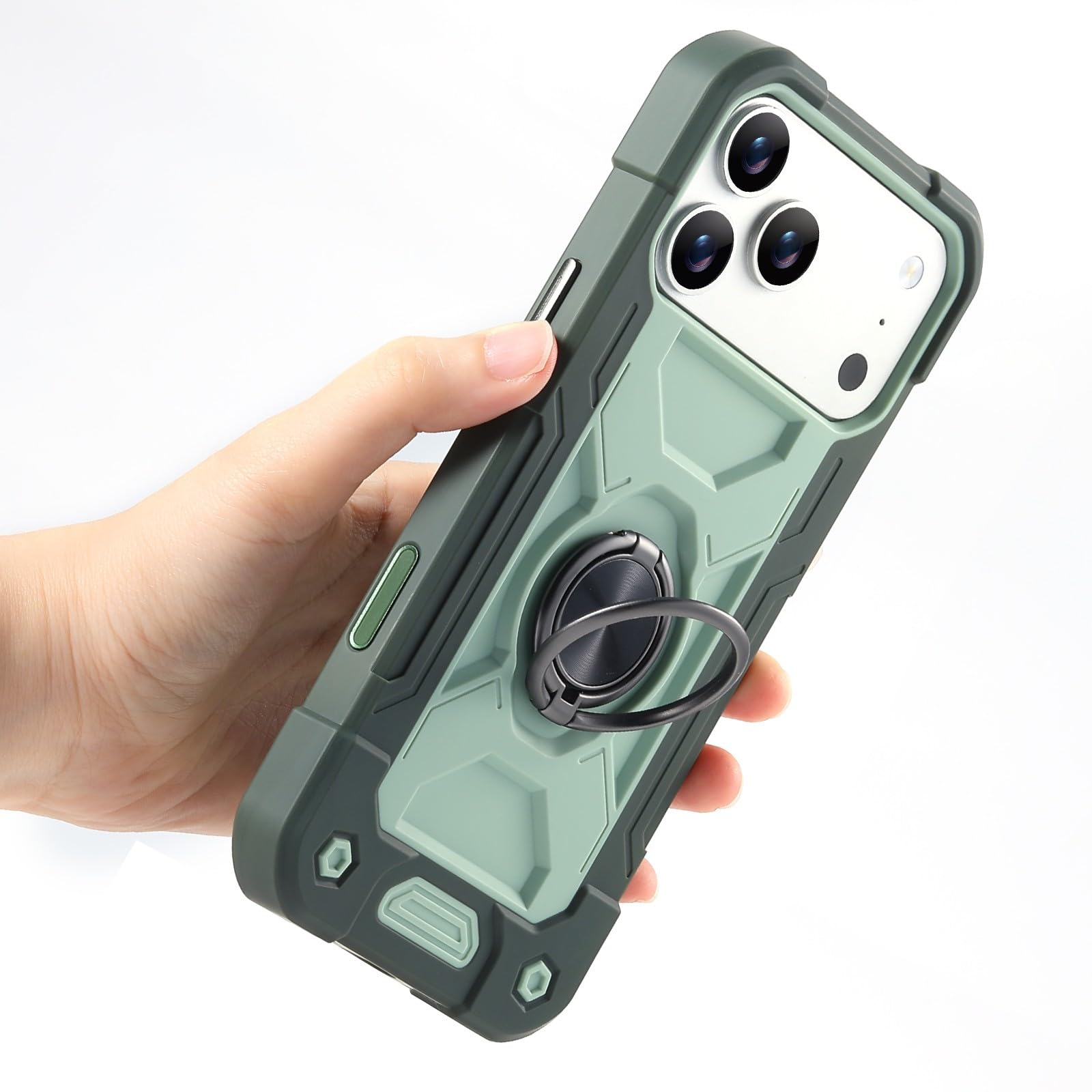 Generic Schutzhülle kompatibel mit iPhone 13 (Farbe: Schwarz), stoßfest, Ringständer, harte Silikon-Schutzhülle