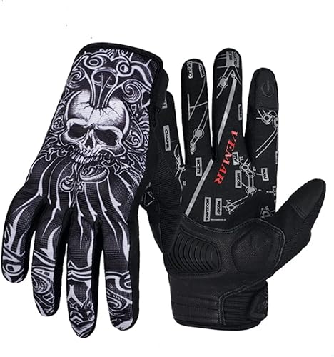 Skull Motorcycles Cycling Gloves Bike Racing Bicycles MTB Full Finger Gloves for Men Women & Mountaineering