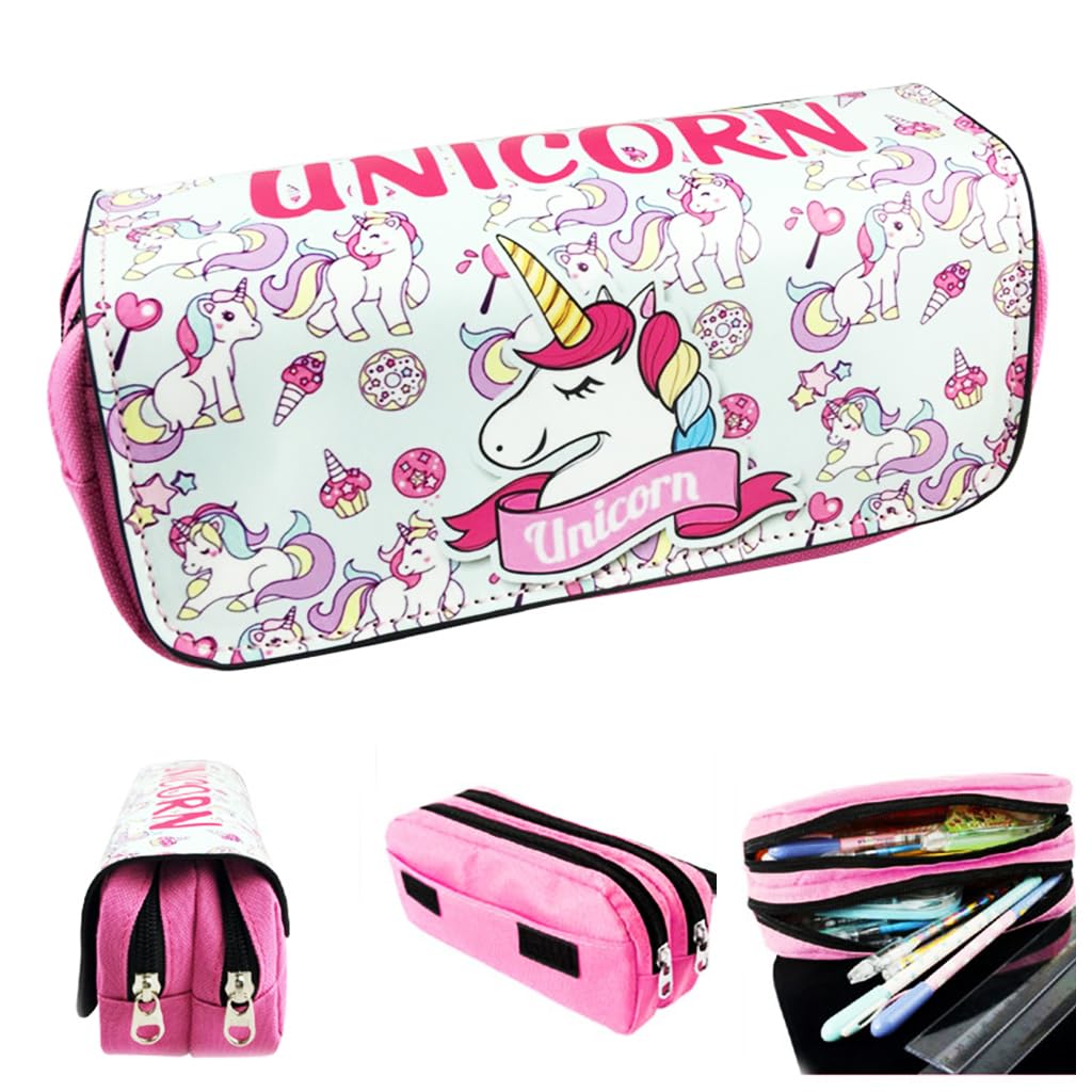 Fancyku® Unicorn Pencil Case - Unicorn Stationery Organizer with Large Capacity, Dual Layer Design and Fun Cartoon Print - Gift for Kids, and Students - Ideal for School, Office, or Travel (B0CDGKDKPF) Amazon Price History, Amazon Price Tracker