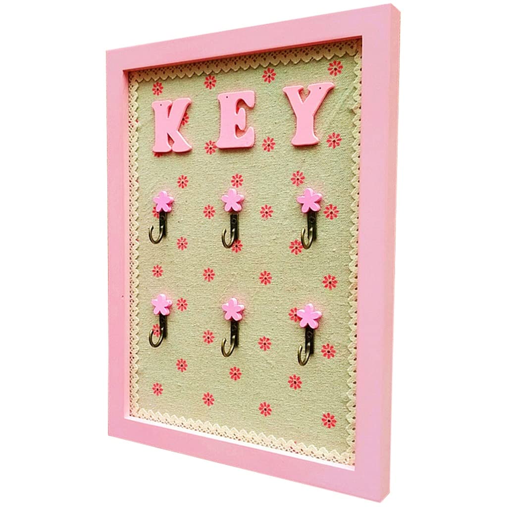Key Storage Cabinet, Small Pastoral Warm Style Photo Frame Appearance Key Management, Bow/Flower Decoration Storage Rack