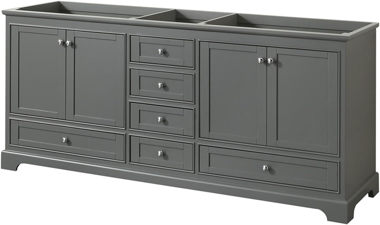 Wyndham Collection Deborah 80 inch Double Bathroom Vanity in Dark Gray, No Countertop, No Sinks, and No Mirrors