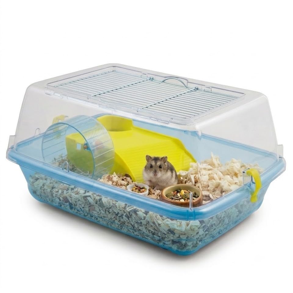 URBNLIVING Hamster Cage with Wheel Food Bowl & Wire Top Small Animal