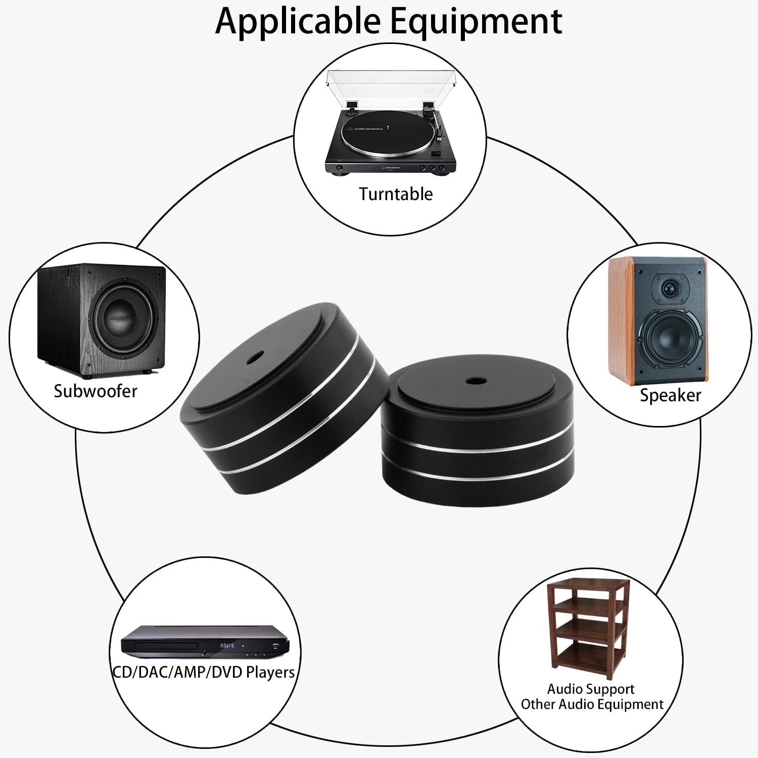 Monosaudio 4Pcs 40x20mm Speaker Isolation Feet+4Pcs 40x15mm Speaker Isolation Feet with Non-Slip Rubber Rings for Audio,Speakers, Subwoofers, Home Theater, Turntable DAC Feet Pad (Black Color) : Electronics