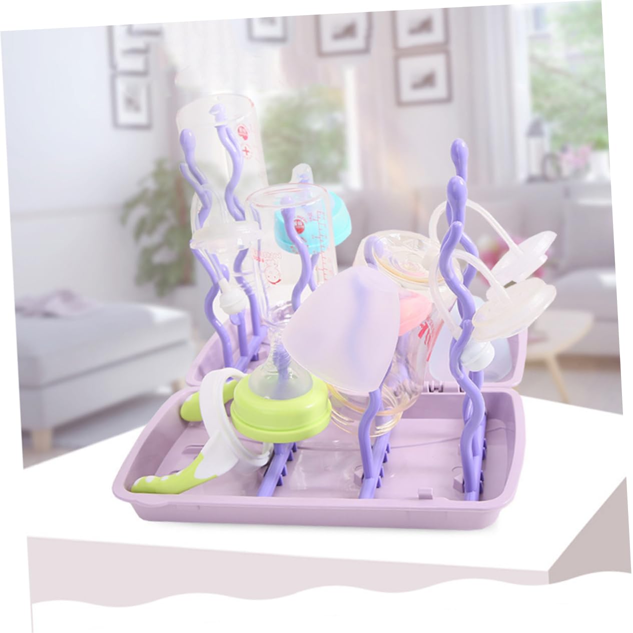 ERINGOGO 1pieza Soporte De Secado De Biberones para Bebés Estante De Almacenamiento para Biberones y Vasos Violeta Fácil De Limpiar y Secado Rápido para Accesorios De Alimentación