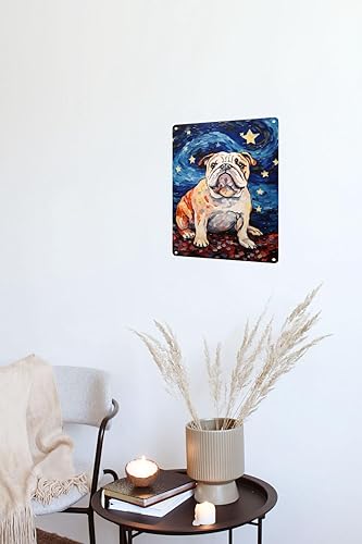 Miniatura 2 de Letrero de lata de pintura al óleo de Bulldog, pintura al óleo, póster retro de animales, carteles de metal vintage para hombres y mujeres,