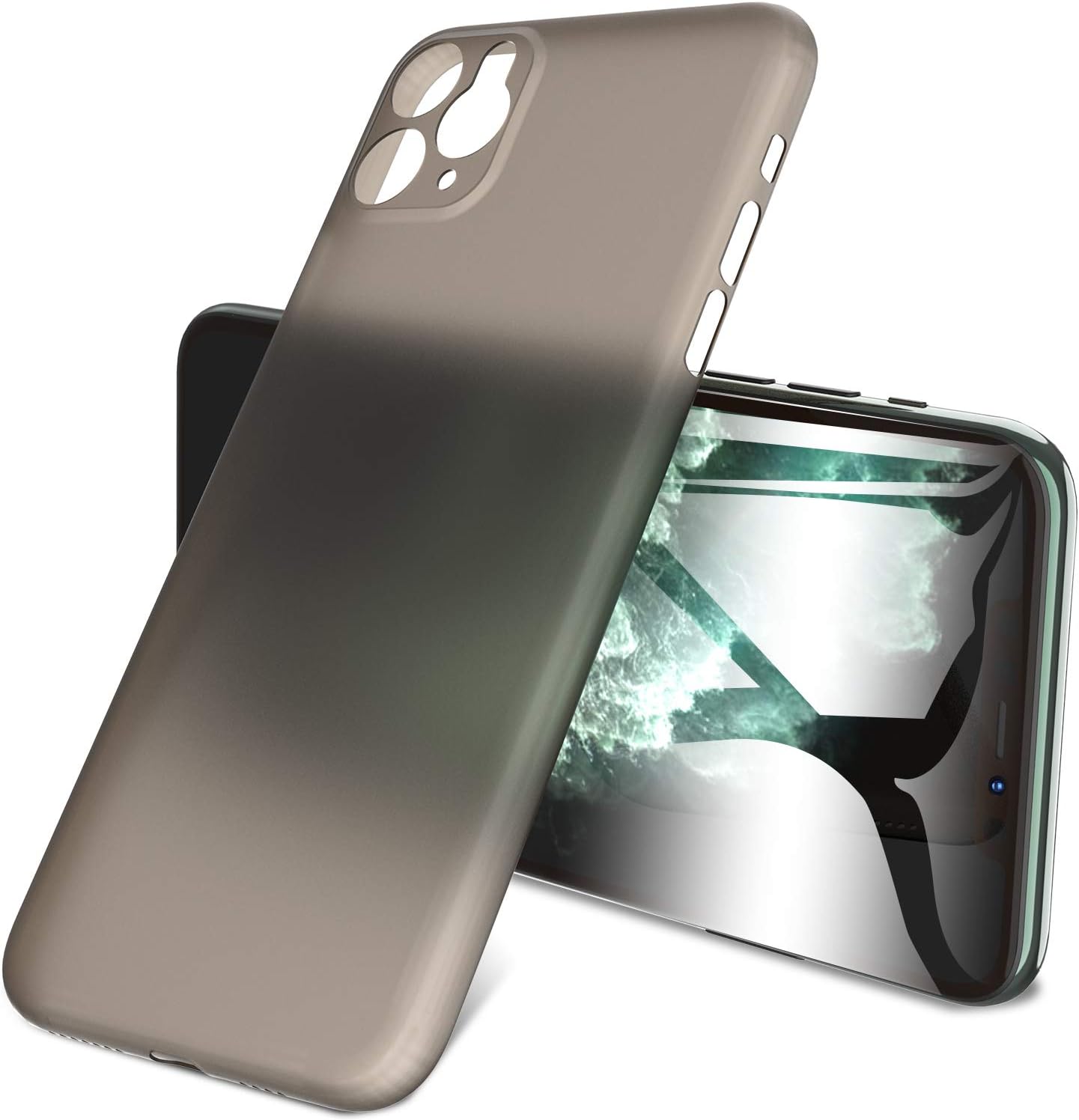 TOZO for iPhone 11 Pro Max Case 6.5 Inch(2019) Hard Cover 0.35mm World's Thinnest Protect Bumper Shell Semi Transparent Light Weight with Matte Finish Black