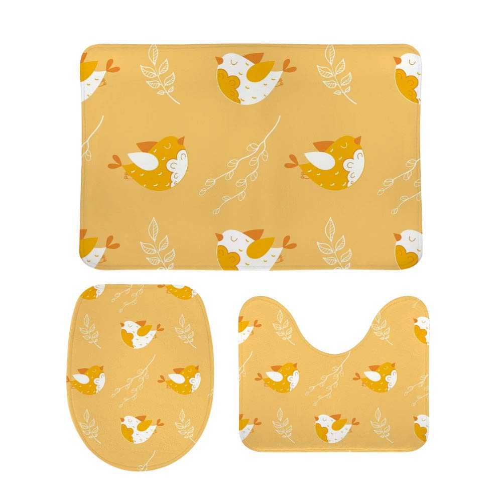 Tapis de salle de bain oiseaux orange pour décoration douce