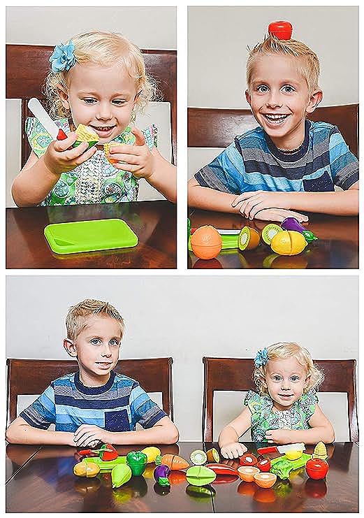 Image of Asian Vegetable 7 PC Fruits Cutting Toy Set for Kids | Plastic Fruits Cutting Game for Toddlers