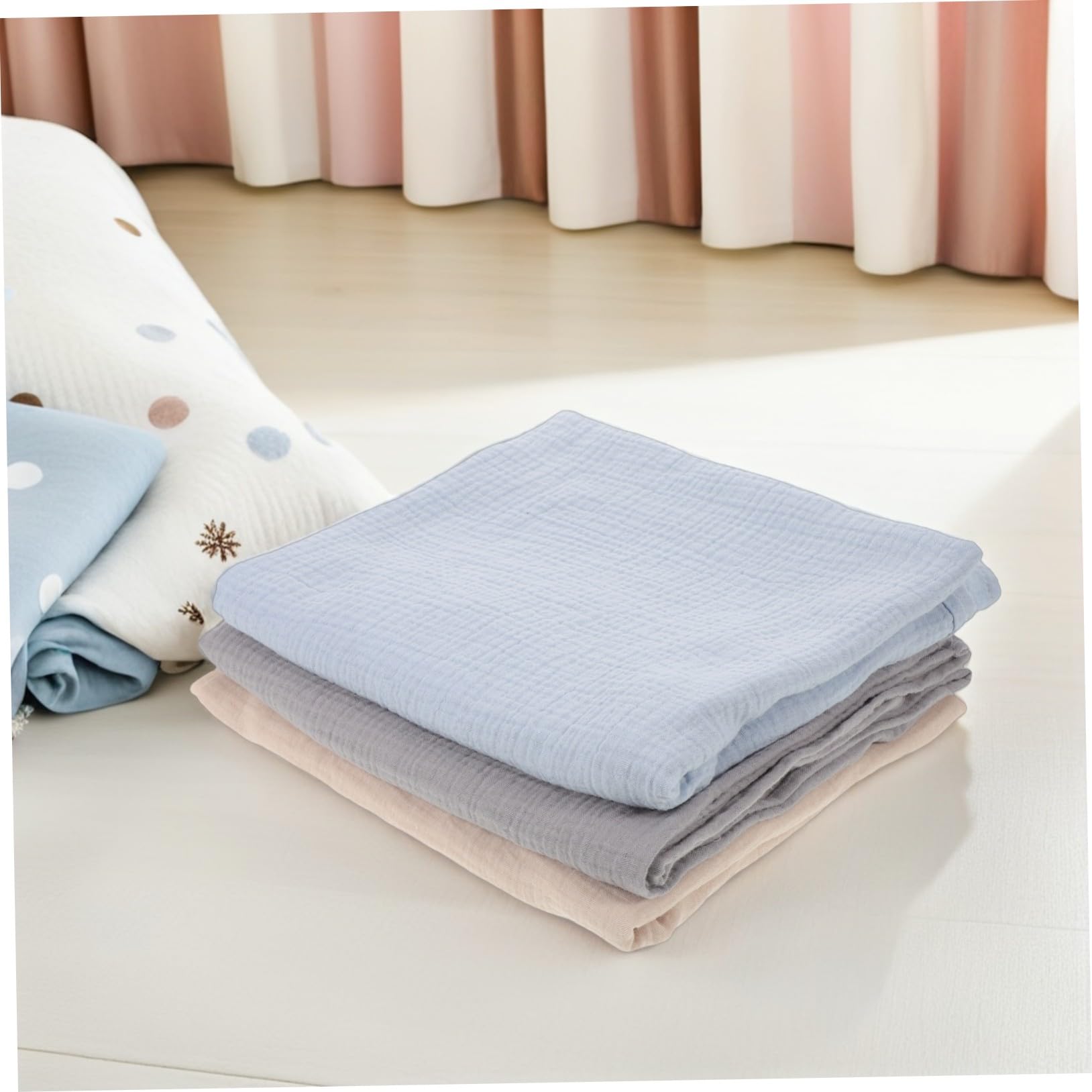 KOMBIUDA 3 Piezas Manta de Muselina para Recién Nacido Mantas para Envolver Unisex Toallas de Acogida para Cuna Transpirable y para Sueño y Baño