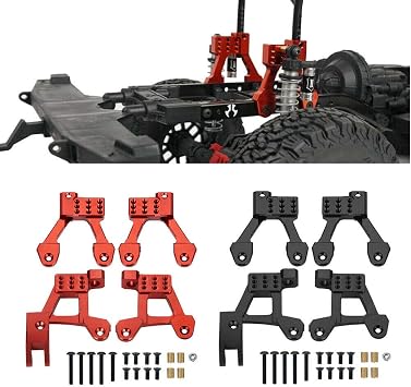 4PCS Aluminum Rear/Front Shock Tower Shock Hoops for Axial SCX10 II 90046 90047 1/10 Scale Crawlers Truck Car Upgrade red