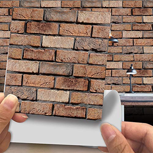 Adhésive Décorative à Carreaux pour Salle de Bains et Cuisine Stickers Carrelage, Hiser 20 Pièces Imitation cuir style brique 3D imitation pierre Imperméables Auto-adhésifs Décoration (LA006, 15cm)
