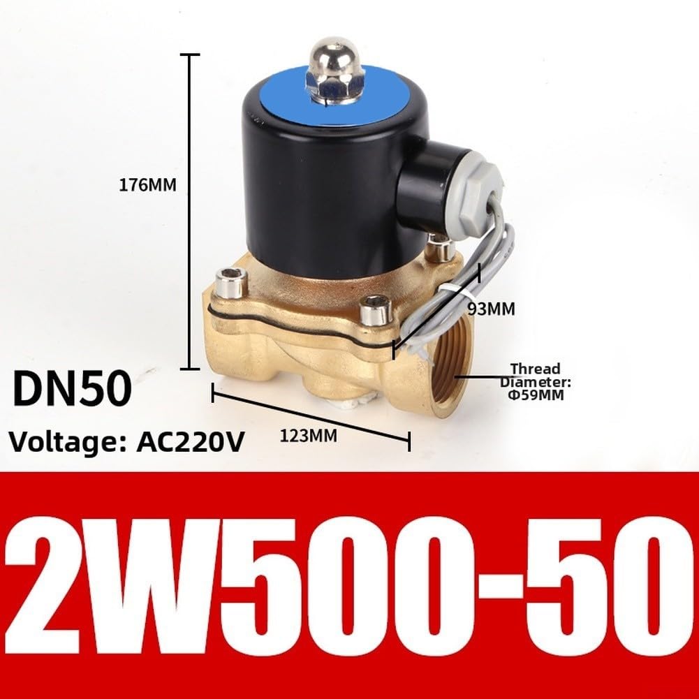Niceminiwall Valvola solenoide in ottone AC220V normalmente chiusa a 2 vie, per acqua, aria, olio, irrigazione, pipeline di laboratorio, bobina di rame oro da -5 a 85 C (59 mm)