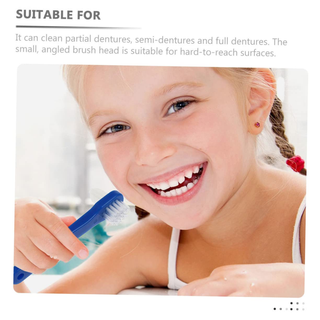 Healvian Pz finto spazzolino a doppia testa pulitore orale spazzolino per denti finti portatile per dentiera fornitura per la della protesi da denti