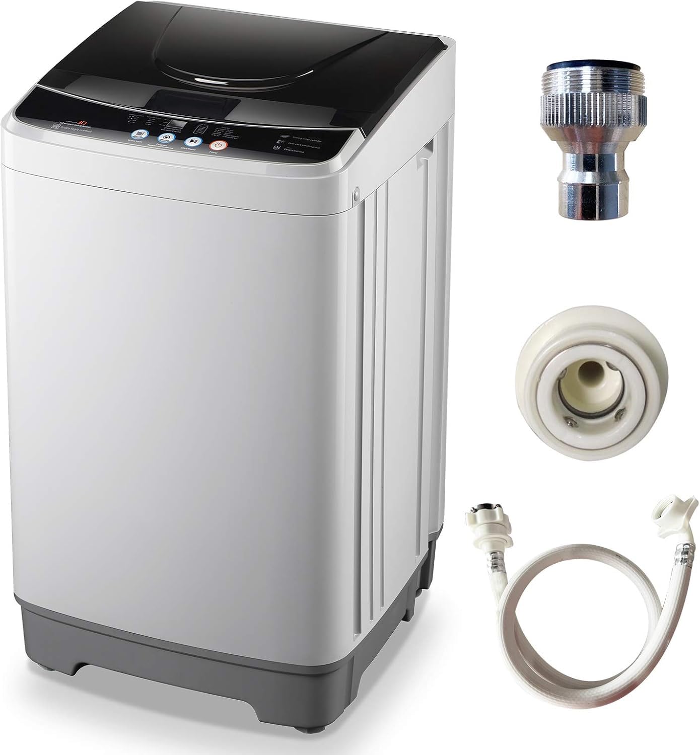 WANAI Full-Automatic Washing Machine 10lbs Portable Compact 2 in 1 Laundry Washer with Drain Pump, 10 Programs 8 Water Level Selections with LED Display, Ideal for Dorm Apartment and Camping