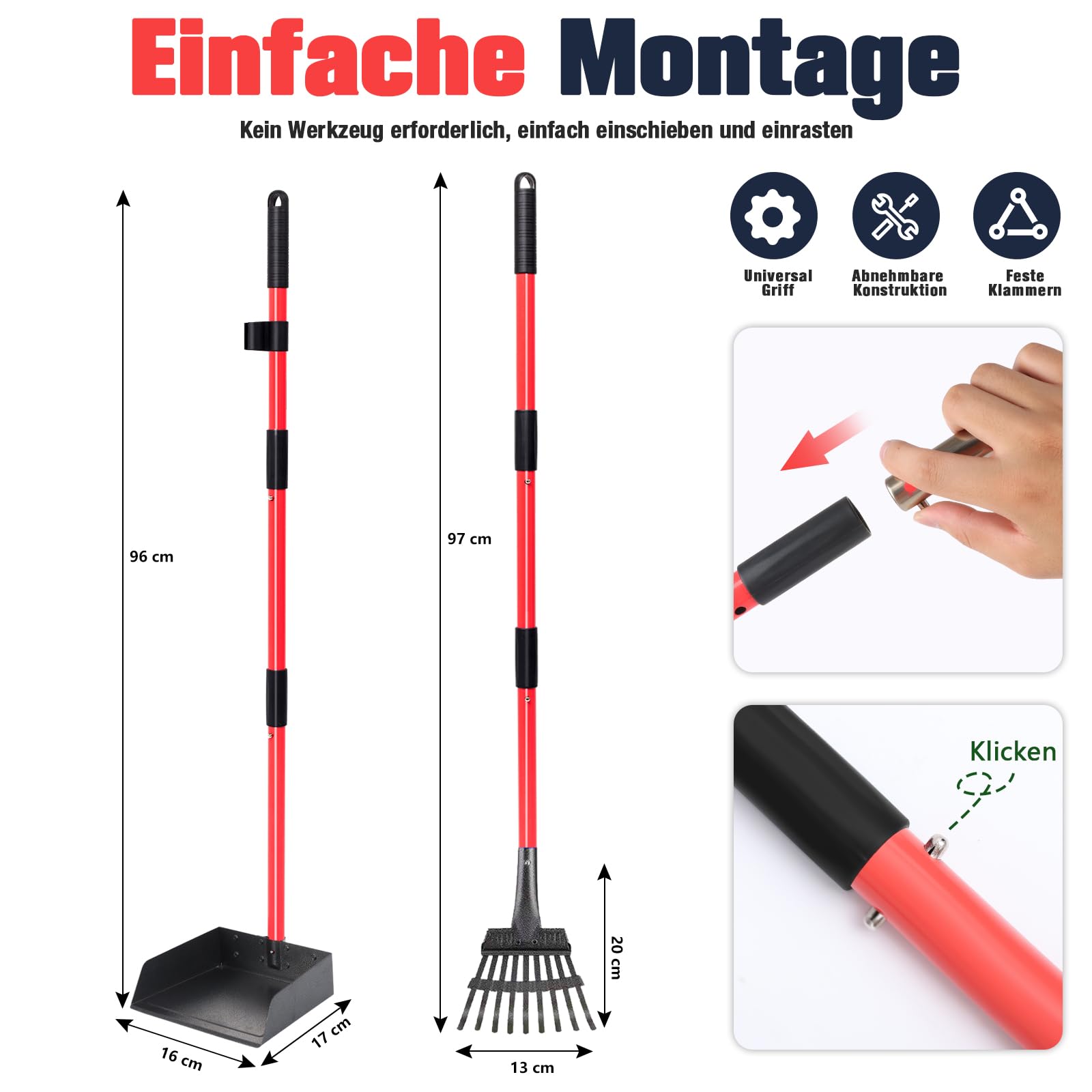 Hundekotschaufel Kehrschaufel & Rechen Mit Abfallsäcken, Hundekotsammler Langer Griff, Hundekot Scooper Für Garten & Laub