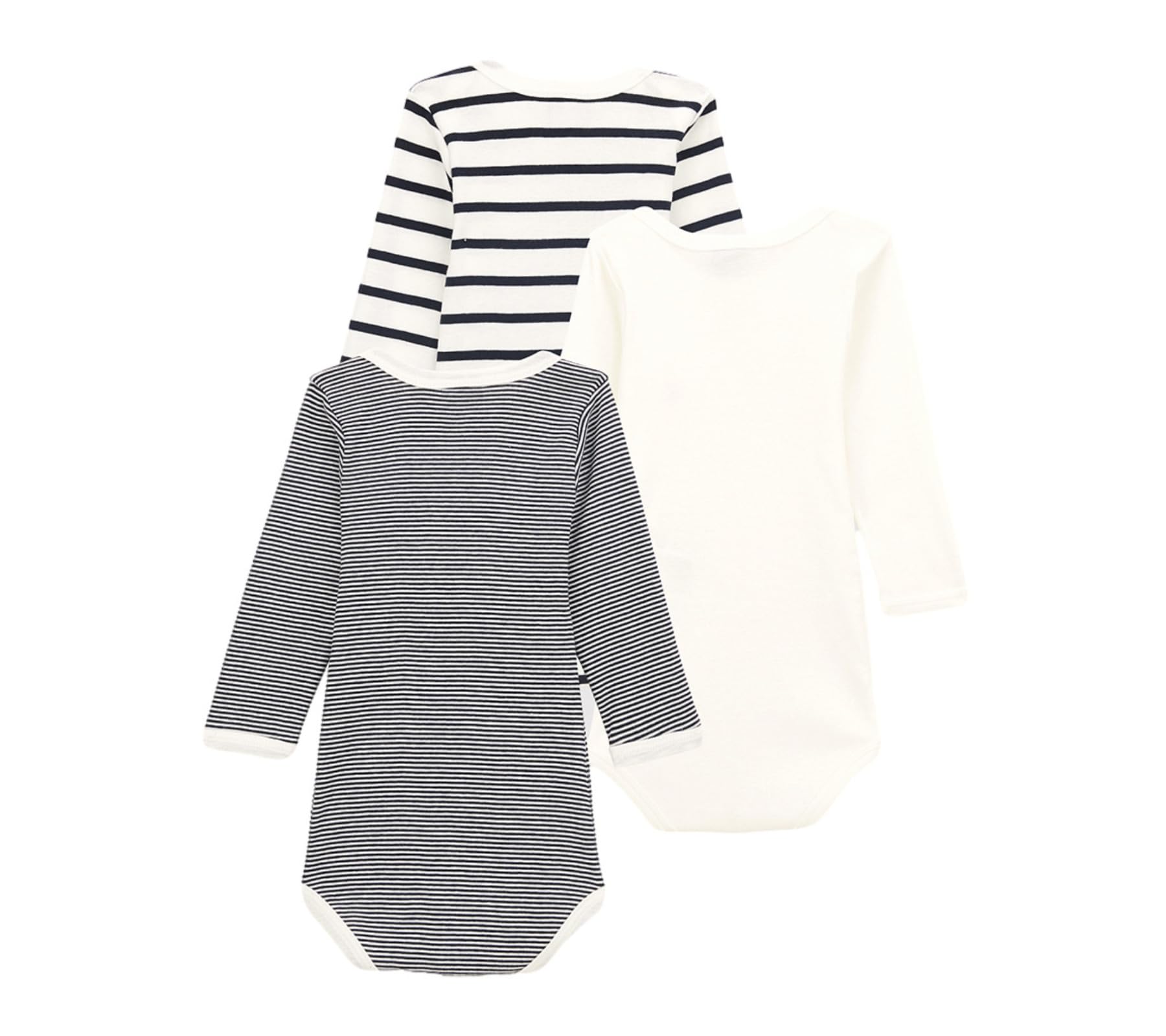 Petit Bateau A01tb Body a Righe a Maniche Lunghe Unisex - Bimbi 0-24 (Pacco da 3)
