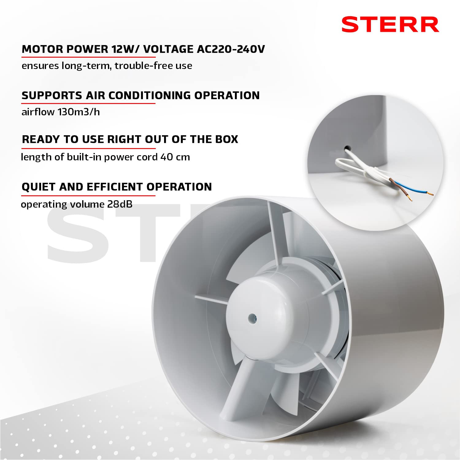 STERR ID150 Ventilador De Tubo 150 - Extractor De Baño - Extractor