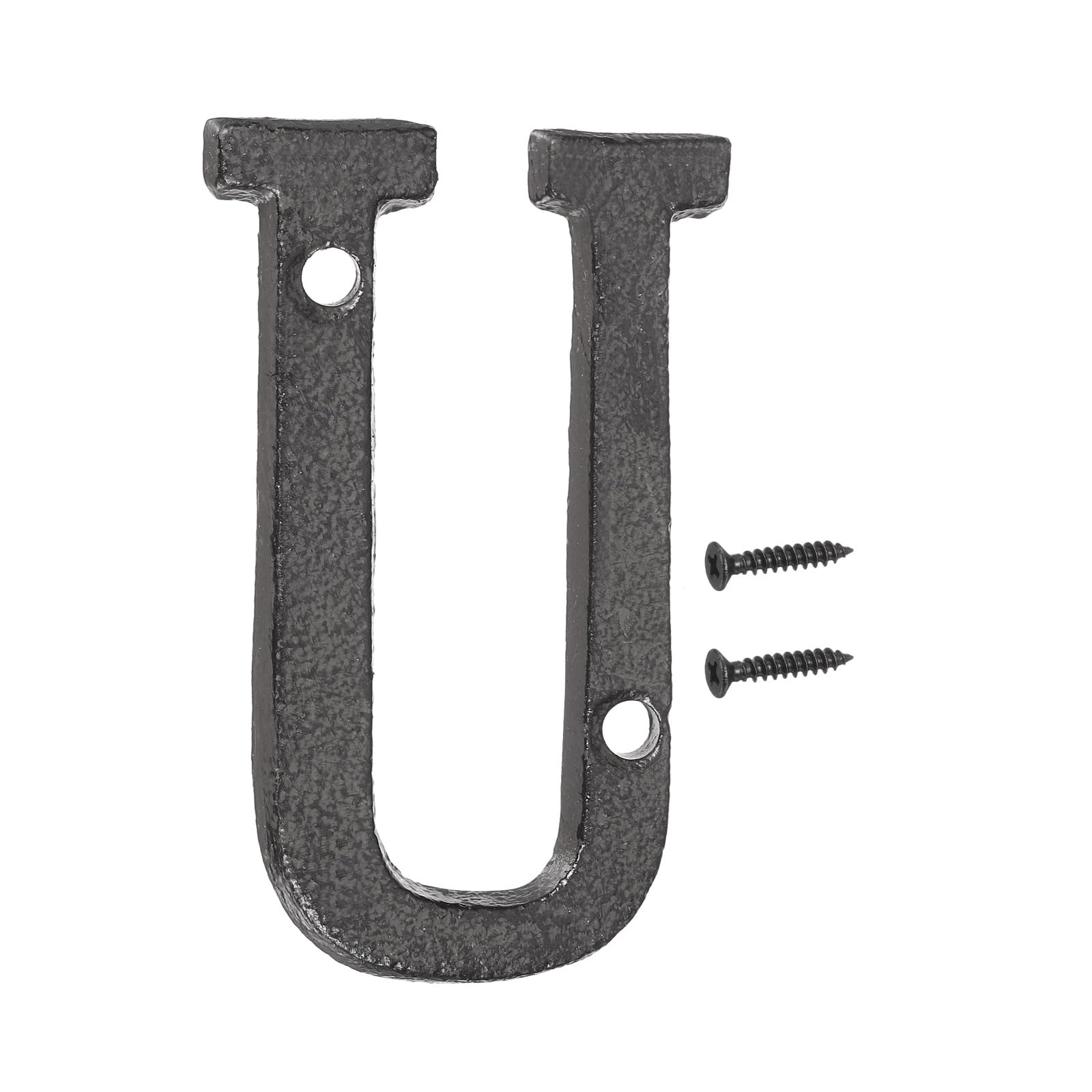 sourcing map House Numbers and Letters, 75mm Cast Iron Metal Vintage Address Letters for Outside, Solid House Number with Screws for Apartment Office Hotel Room Signs(Letter U)