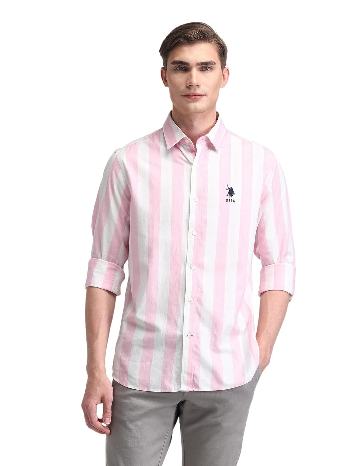 U.S. POLO ASSN. Men’s Cotton Regular Fit US Polo Ass. Checked Button Down Long Sleeve Casual Regular 1621 Casual Shirts (UDSHT1441)