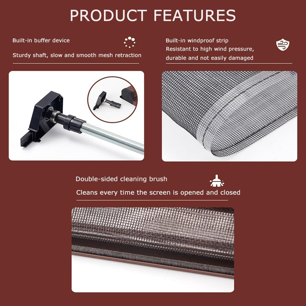 Mosquitera Retráctil para Ventanas - Mosquitera A Medida con Marco De Aluminio, Mecanismo De Cierre Suave Y Tamaños Y Colores Ajustables Protección del Hogar Y Las Mascotas