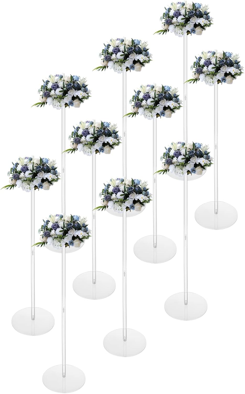 Wedding Vases Centerpieces for Tables, 10pcs Tall Acrylic Flower Vase Flowers Stand for Party Tables Decorations, Weddings Decoration Table Geometric Centerpiece Stands (9.1 * 31.5 in)