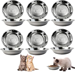 Pack of 6 Cat Bowls, Stainless Steel 304 Material Feeding Bowl, Cat Bowl, Cat Water…