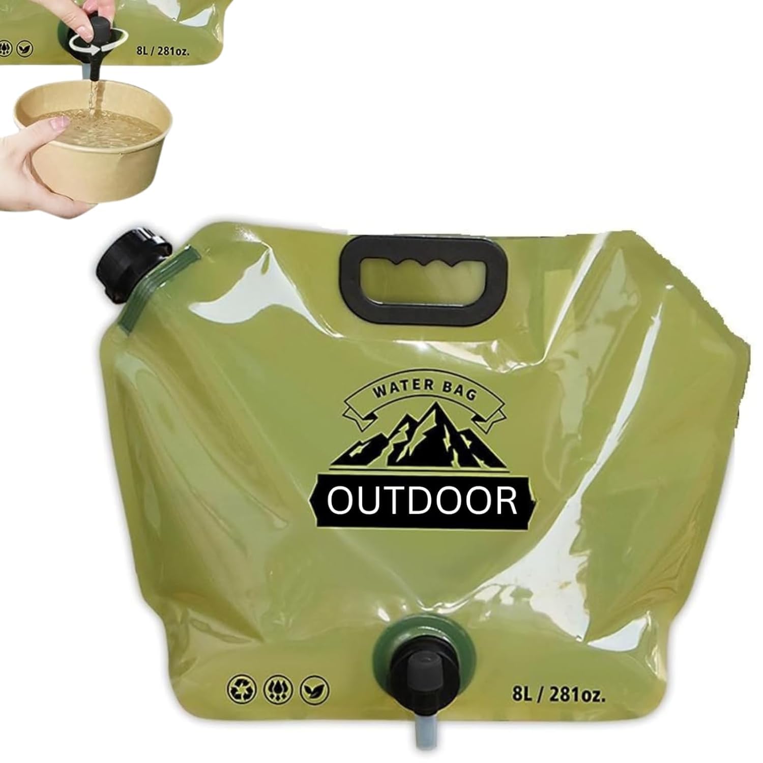 Aryamurti 8L Folding Water Storage Bag Pouch for Cycling, Picnic, Outdoor Camping, Road Trip, Traveling Water Carrier Supplies Bag and Drinking Water Container Tank (1)