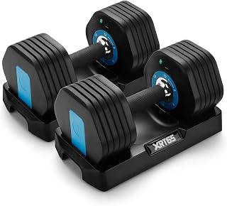 XRT65 Adjustable Dumbbells Set of 2 (2–12 kg) | 6-Level Adjustable Gym Weights | No-Freeze Dial Mechanism | Designed in USA | Compact Dumbbell Set for Home Workout & Strength Training | Black + Blue
