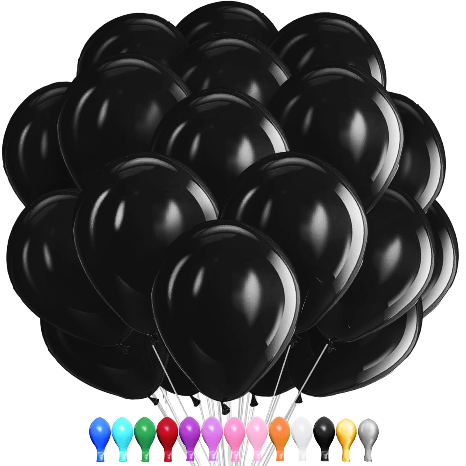 LUKIUP Schwarz Luftballon, 100 Stück 12 Zoll Schwarze Latex Ballons, Schwarze Partydekoration Geeignet für Geburtstage Halloween Valentinstag Graduierung Kommunion Thema Party