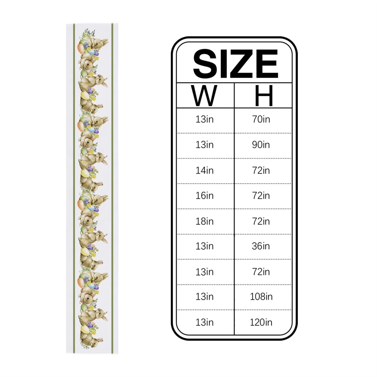 Elegante y lujoso camino de mesa de conejo de Pascua, decoración de fiesta, moderno, para vacaciones, boda, comedor, mantel decorativo (LXM11181, 46 x 183 cm)