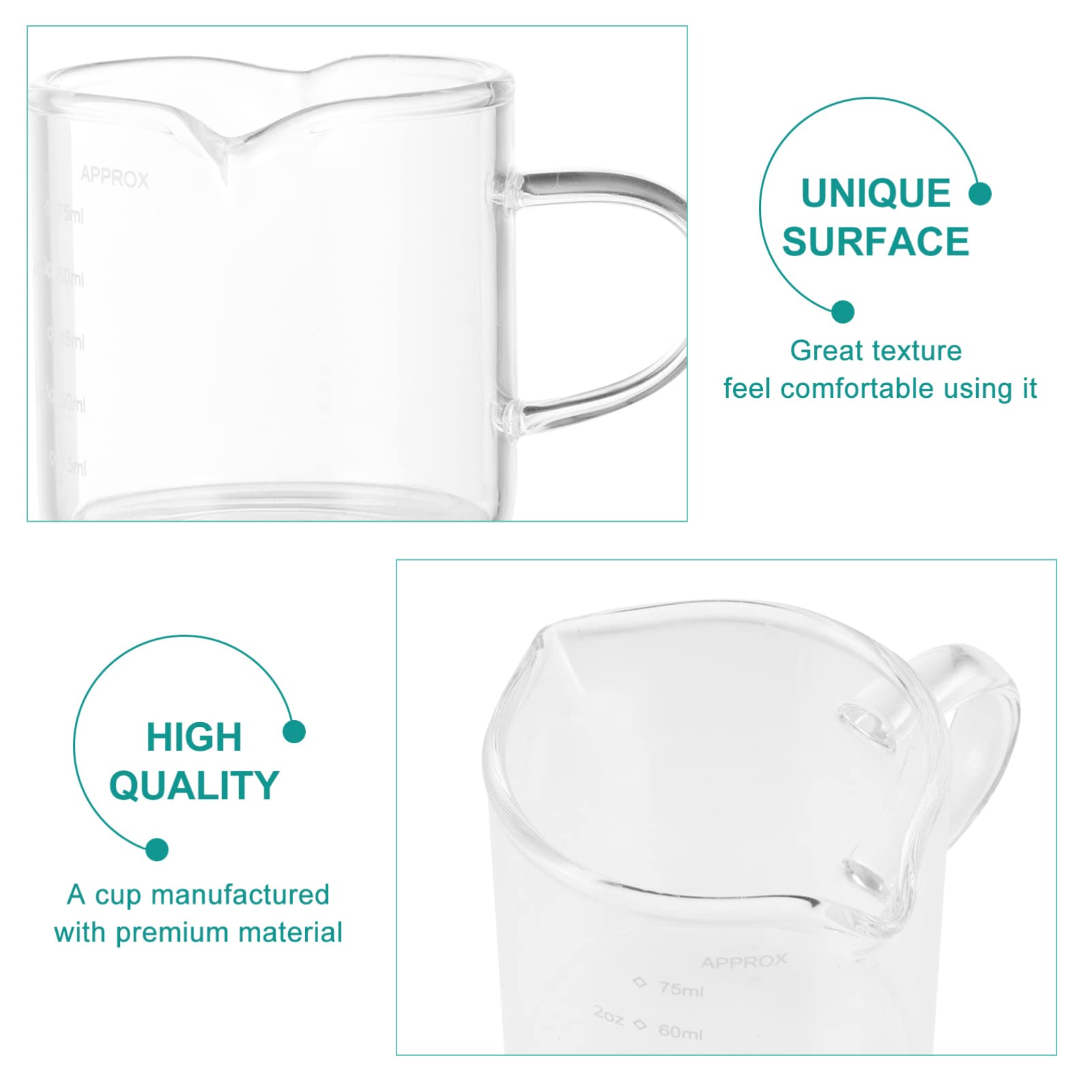 Jarra con Boquilla para Restaurante Transparente de Triple Uso práctica para Hacer Leche báscula Jarra Vasos Naturales para espumar Tienda Muestra,Transparente