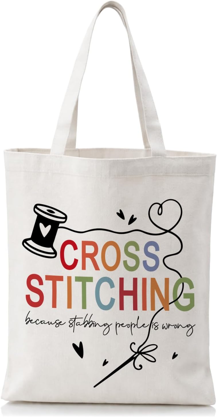 Cute Goose Crochet Canvas Tote Bag for Women