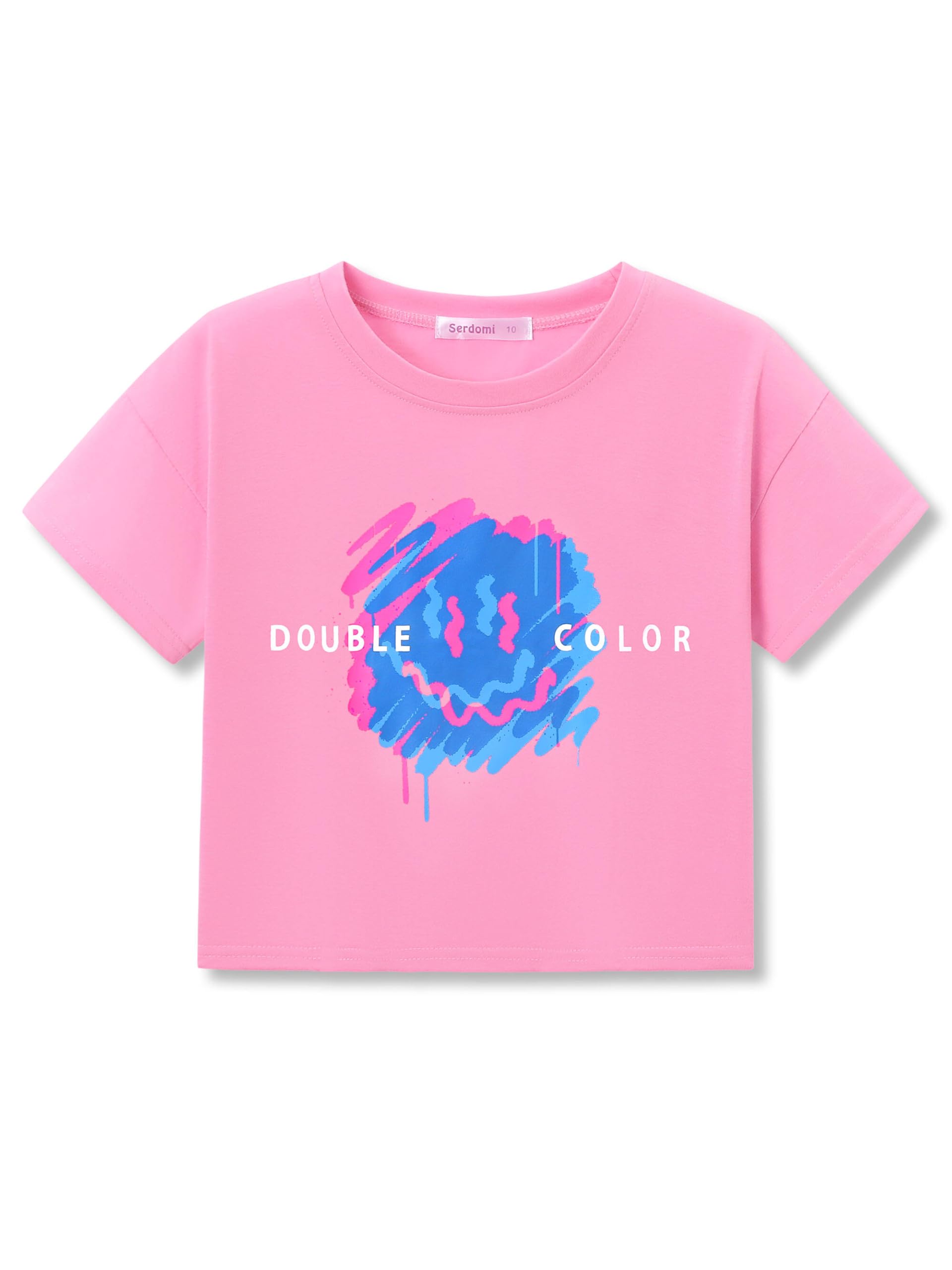 Serdomi Stylish Graffiti/Butterfly/Tropical Crop Top for Little & Big Girls - Cool Summer T-Shirt Clothes Size 6-18