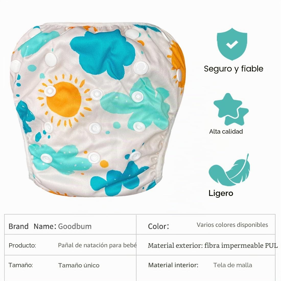 1 pieza Pañales de natación, nuevo, adorable, reutilizable, bañador pañal bebe, pañales piscina bebe, pañal agua para niñas con volantes, para niños pequeños(1-2 años)