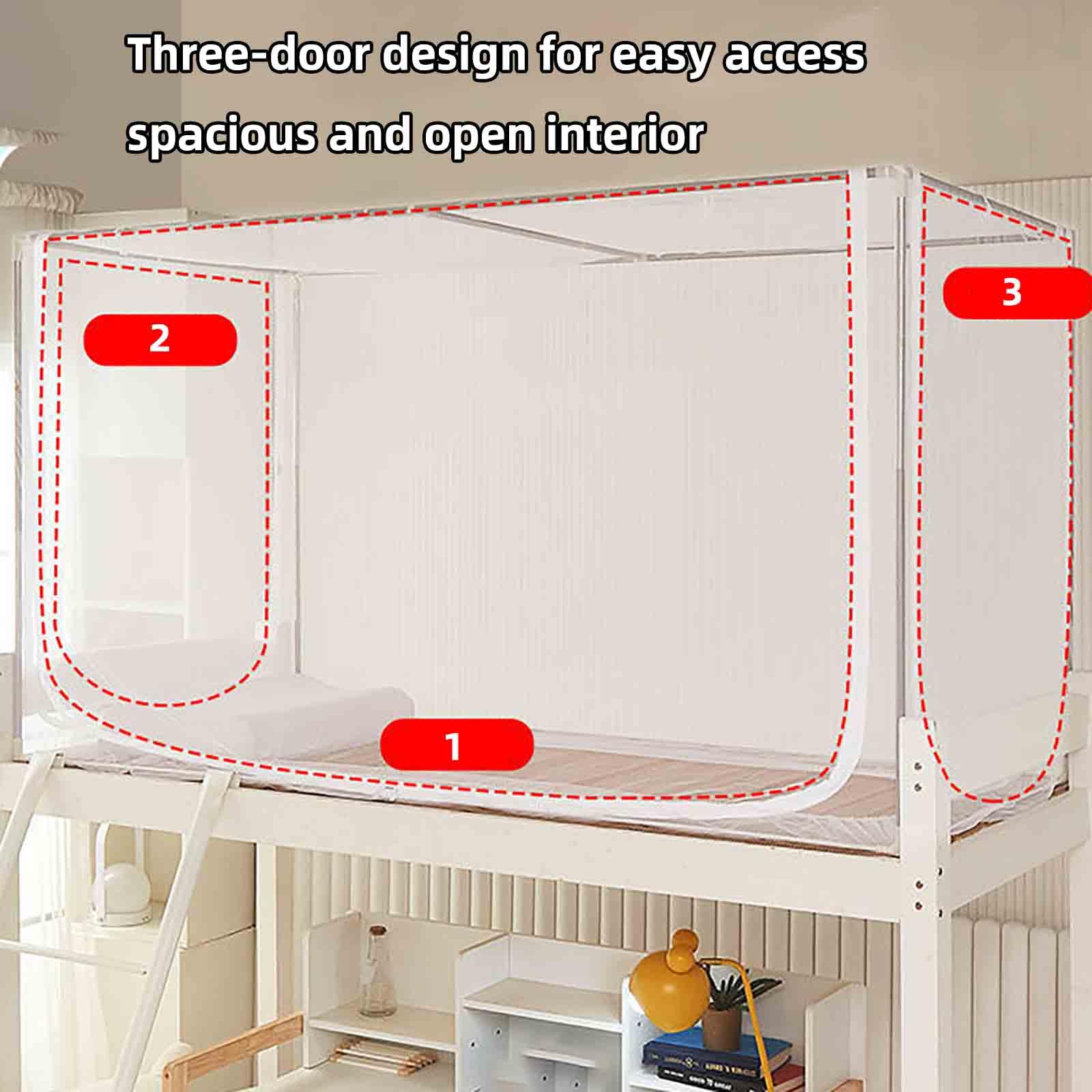 JUSHZ Bettvorhänge Moskitonetz Reise Reisebett Mückennetz Bett Mosquito Net (Gray,80x180x110cm)