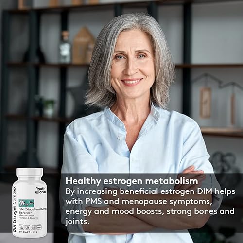 Miniatura 3 de Youth & Tonic DIM BioPerine para apoyo al metabolismo de estrógeno | Equilibrio hormonal para mujeres y hombres con exceso de bloqueador de