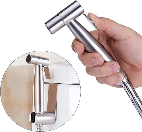Miniatura 8 de Kit de rociador de bidé de mano, rociador de acero inoxidable de níquel cepillado, cabezal de ducha para inodoro con manguera de 59 pulgadas y