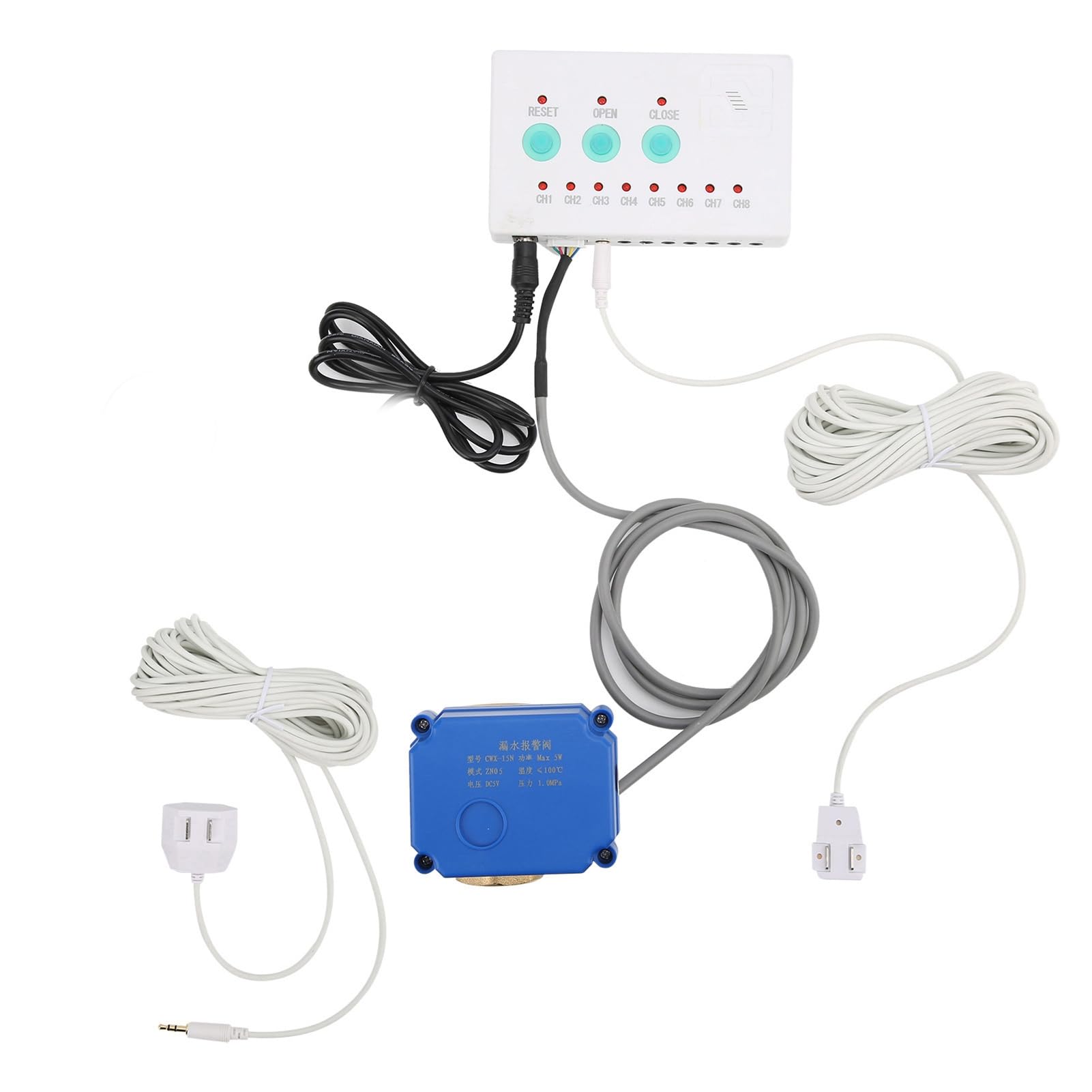 Detector de Fugas Torvex, Kit de de Alarma de detección de Fugas de Agua con válvula de Bola de latón Simple y Sensor para la protección de tuberías domésticas.