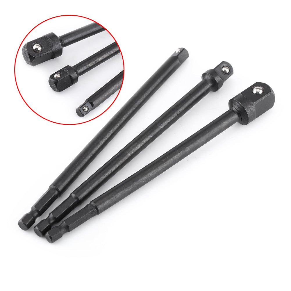 3er Set Chrom Vanadium Adapter – Sechskant Zu Vierkant Für Akkuschrauber & Bohrmaschinen