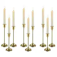 9 Packs Gold Candlestick Holders for Taper Candles - Vintage Metal Candle Sticks - Home Decor Centerpieces for Table Mantel Wedding Housewarming Festive Gift