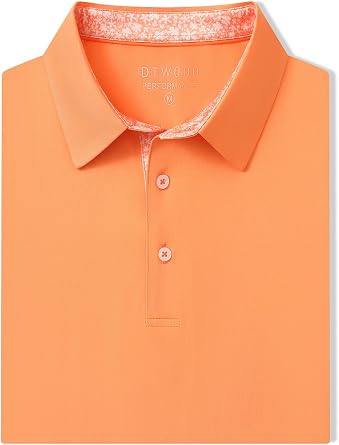 Men's Designed Collared Solid Performance Short Sleeve Polo Shirts