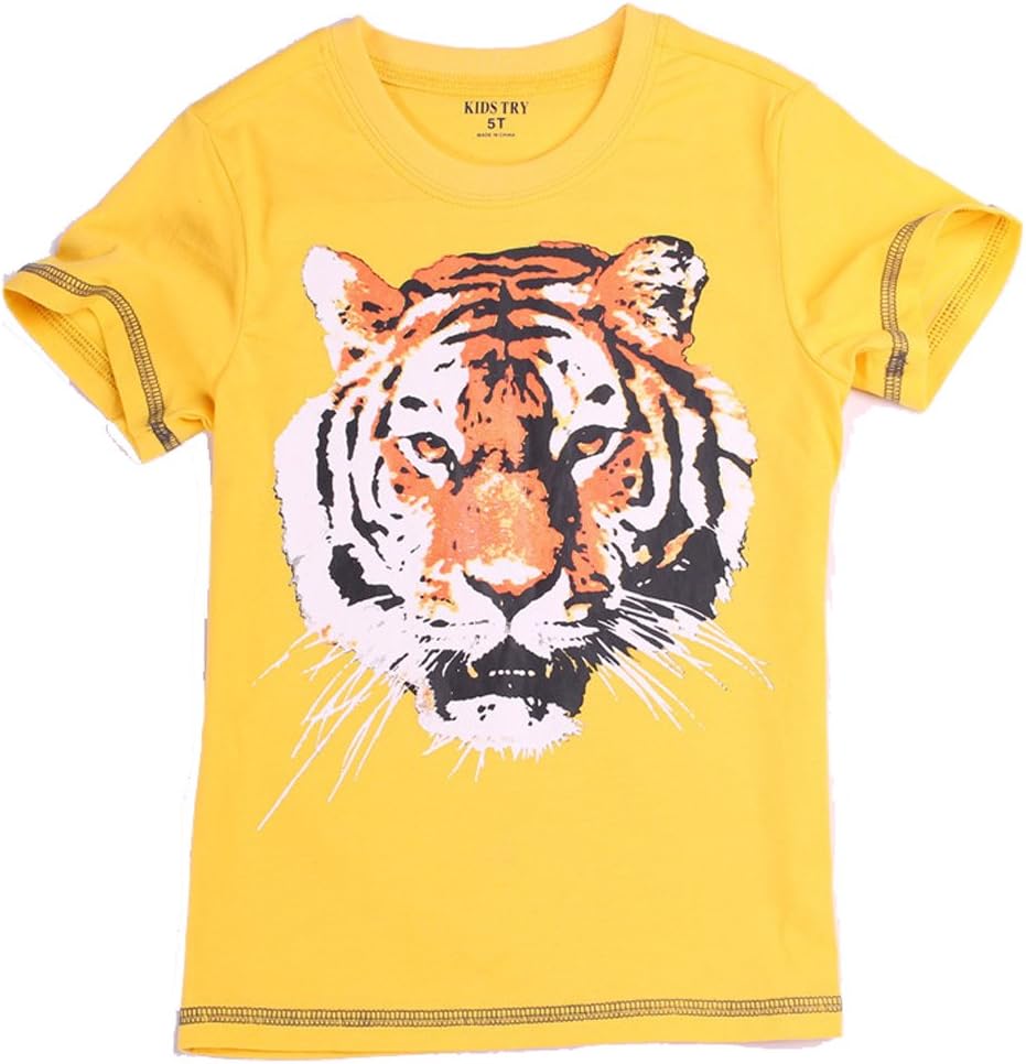 Plog Kids Baby Mountain Tiger Tshirt Big Animal Face Graphic Tee