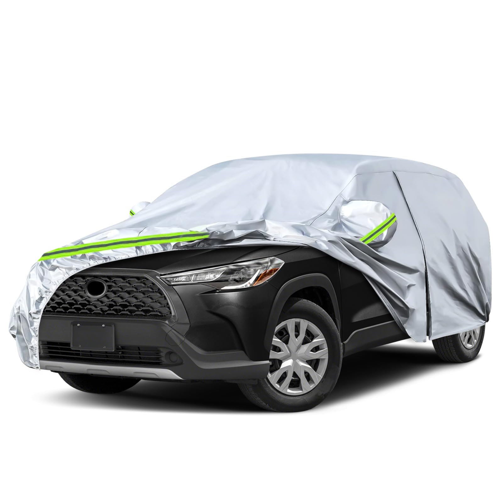 6 Layers Waterproof Car Covers Replace for 2020-2026 Toyota Corolla Cross | Heavy Duty All Weather Car Cover with Cotton Liner, Zipper Door, Windproof Bands for Snow Rain Dust Protection
