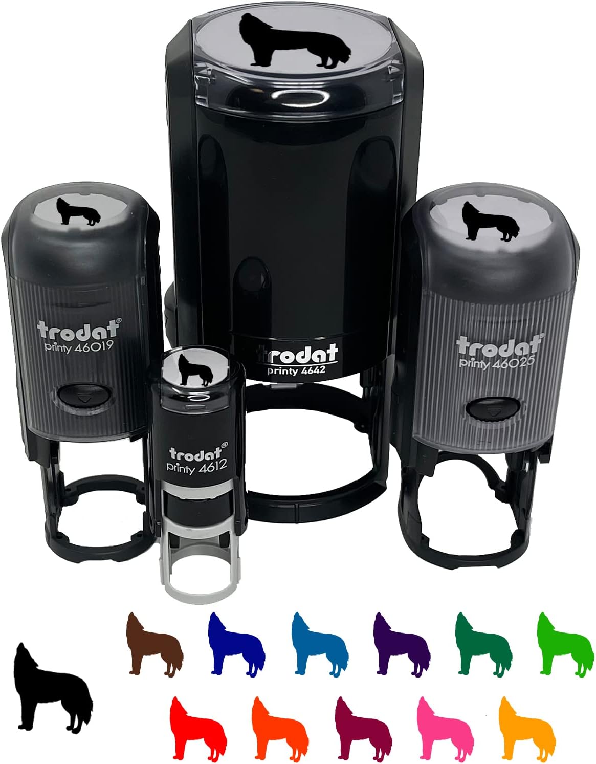 Howling Wolf Solid Self-Inking Rubber Stamp Ink Stamper for Stamping Crafting Planners - 1-1/2 Inch Large - Red Ink