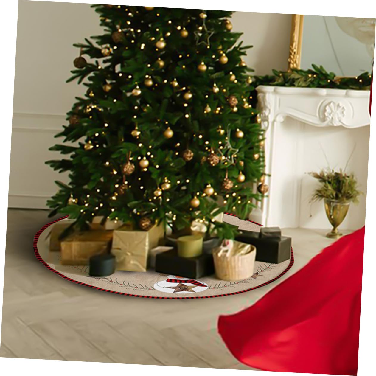 MAGICLULU 2St Christbaumschmuck Rock Ornamente Dekorationen Schnee Christbaum Teppich Christmas Tree Carpet unter Weihnachtsbaum Rock Weihnachtsbaumrock aus Leinen Leinen- Light Brown