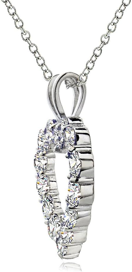 B. BRILLIANT Sterling Silver Genuine, Created or Synthetic Gemstone Open Heart Necklace for Women Bridesmaids - Image 2