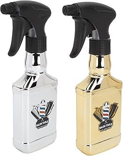 Qukaim Botella de spray de niebla fina hecha a mano con mango azul, juego de 2 piezas, botella de spray de niebla fina ajustable de 500 ml para uso en peluquería y estilista, color plateado