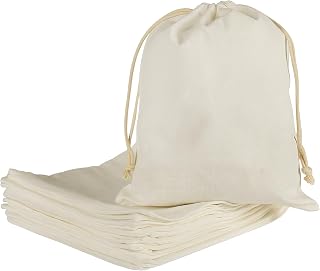 HRX 20 Pack Muslin Drawstring Bags 8x10in - Thick Cotton Gift Pouches for Jewelry, Party Favors, DIY Crafts & Small Business Packaging