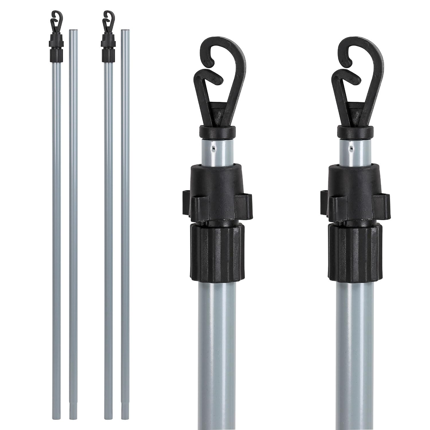 2 x Extendable Prop Line Heavy Duty Clothes Washing Pole Outdoor Support 2.4m